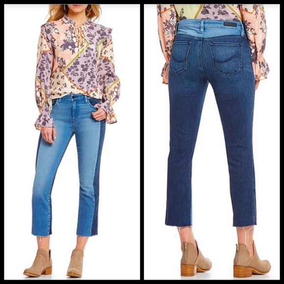 💕SANCTUARY💕 Two Tone Straight Raw Hem Crop Jeans - Picture 1 of 8